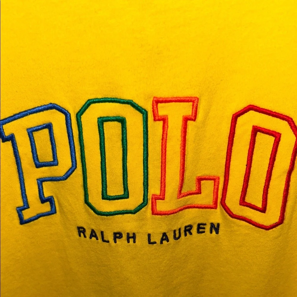 Ralph Lauren Kids Youth Yellow POLO Multicolor Logo Tee Size Large 14-16 Boys